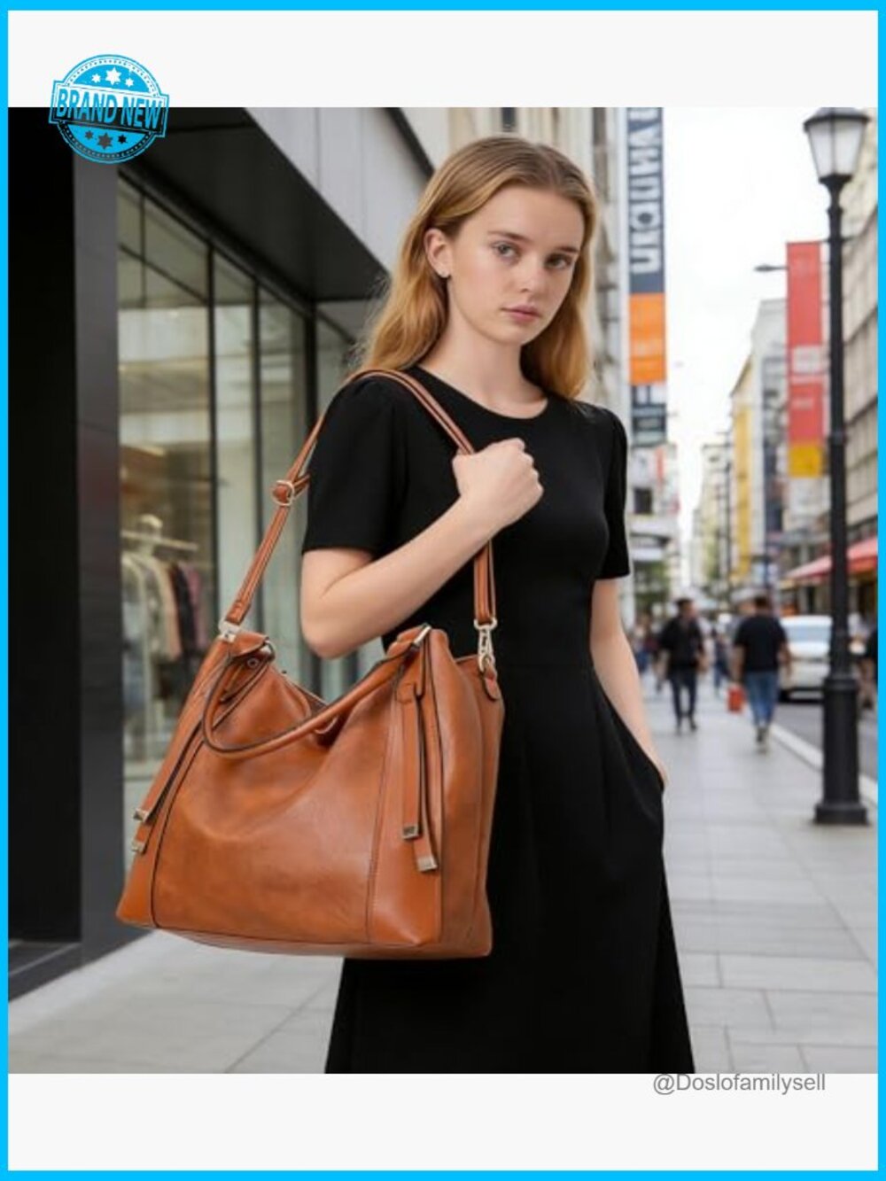 Vintage Large Leather Tote Handbags Soft Hobo Shoulder Satchel Purse with - Picture 2 of 7
